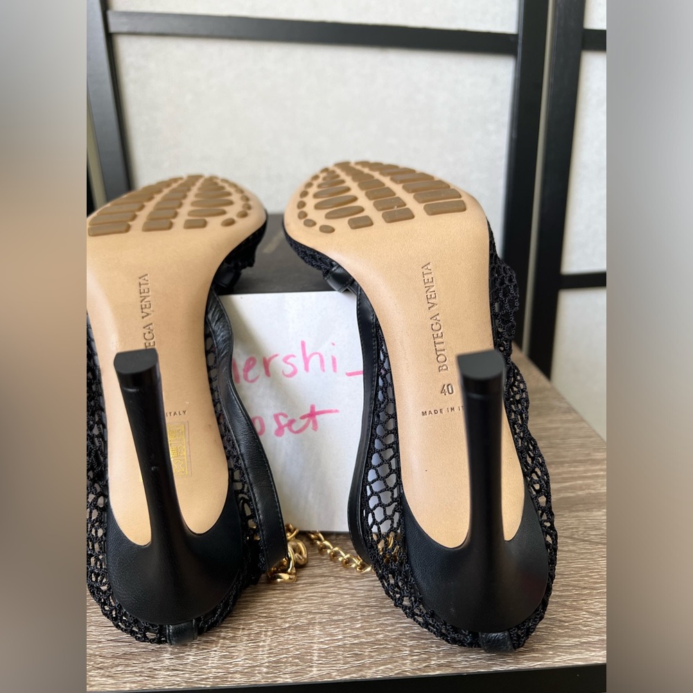 NEW in Box Bottega Veneta Sz 10 / EU 40 Stretch Chunky Chain Pumps Mesh Leather - Picture 10 of 12